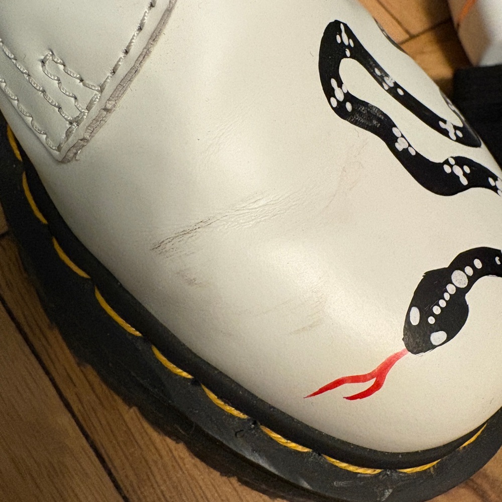 Dr. Martens White Jadon Boots with Snake Design. - Picture 9 of 10